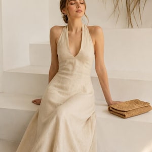tan beach dress European Summer Maxi Slit Dress-Tan