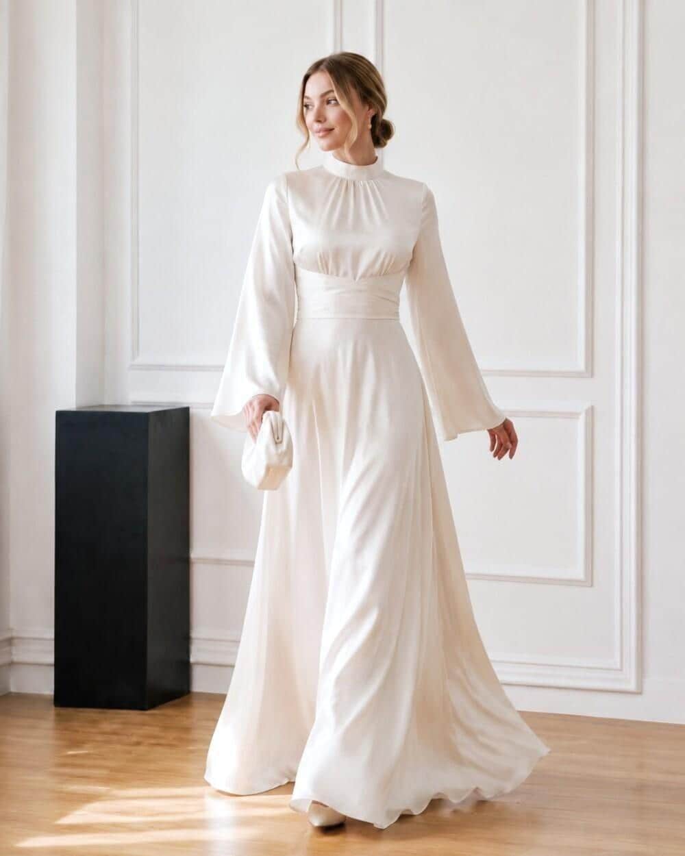 silk bridesmaid dresses with sleeves Dress Long Sleeve Short sleeve