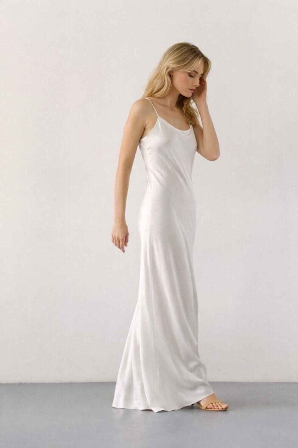 White Silk Slip Dress 90s