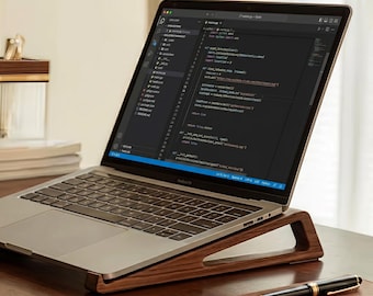 Minimalist Wooden Laptop Stand | Ergonomic Desk Riser for MacBook | Portable Wood Desk Accessory for Home Office | PC, iPad & Tablet Holder