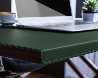 Tapis de bureau en cuir PU, grand tapis de souris, sous-main imperméable et antidérapant, protection de bureau verte, tapis de bureau pour jeux vidéo, décoration intérieure