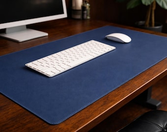 Leather Desk Mat - Large Waterproof Desk Pad, Non Slip Mouse Pad, Smooth Surface Keyboard Mat, Aesthetic Office Gaming Desk Setup Decor