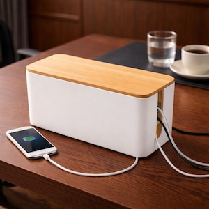 Cable Management Box, Power Strip Organizer, Cord Hider Box, Desk Cable Organizer, Charger Storage, Minimalist Home Office Desk Organizer