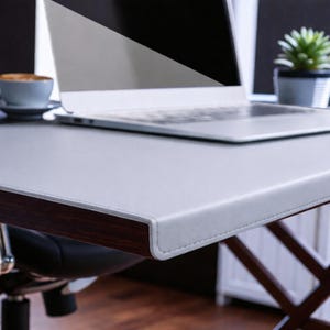 PU Leather Desk Mat Large Mouse Pad Writing Pad Desk Blotter Waterproof Nonslip Desk Protector Green Office Desk Mat Gaming Setup Home Decor Gray