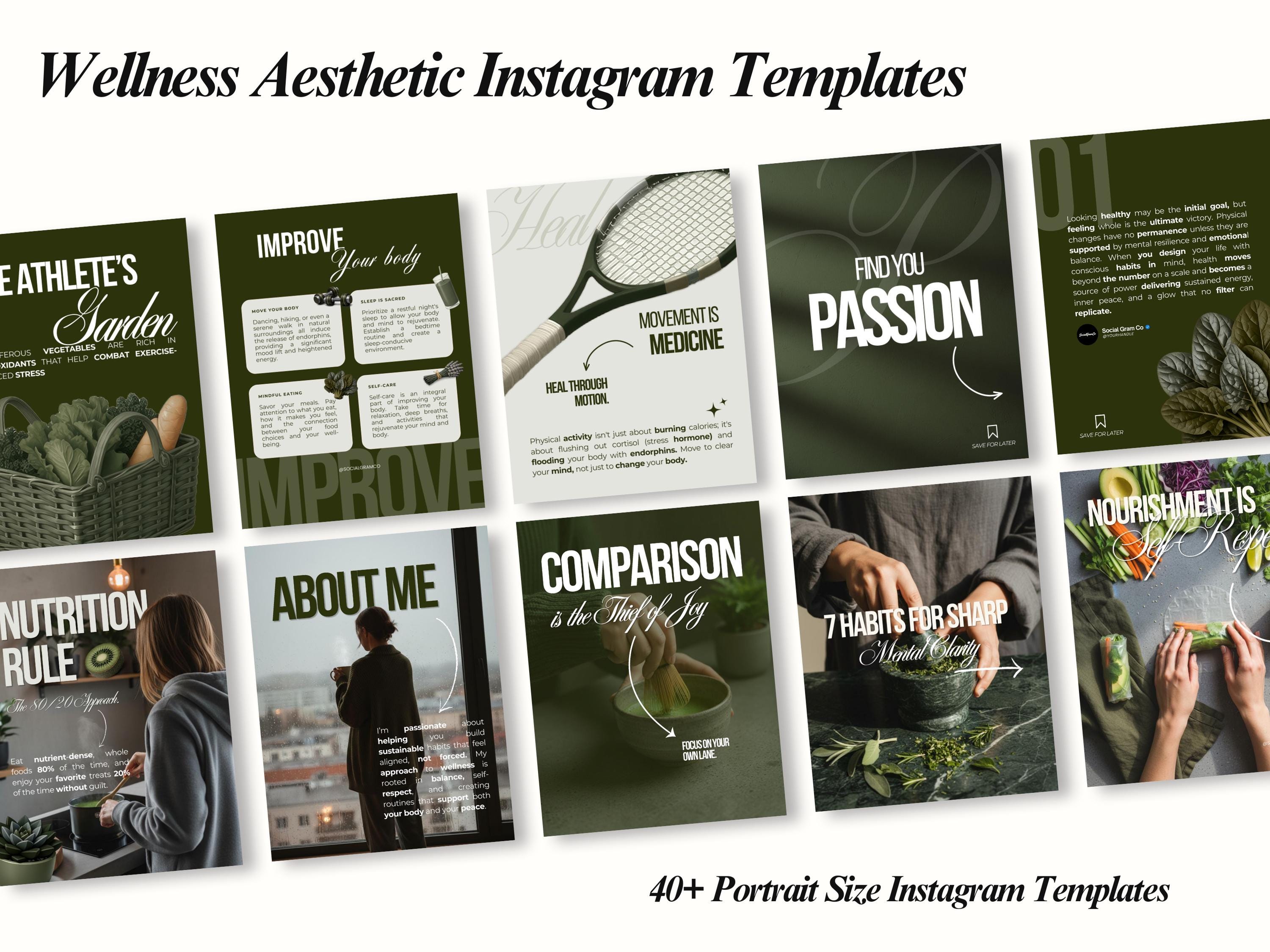Health & Wellness Instagram Templates Canva Bundle for Coach, Personal ...