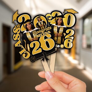 Black & Gold 2026 Graduation Fan Template, Printable Graduation Paddle Fan, Editable Grad Fan, Class of 2026, 2 Templates, Instant Download