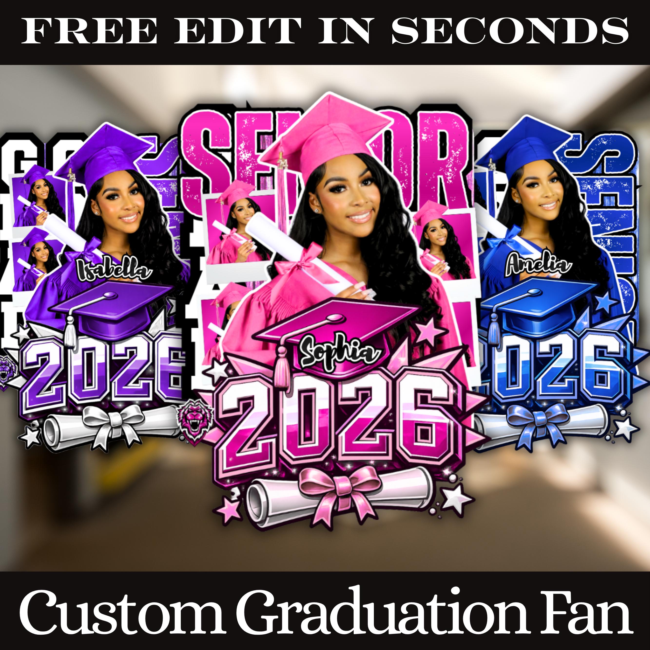 Editable Graduation Fan Templates, Grad Fan 2026, Class of 2026 ...