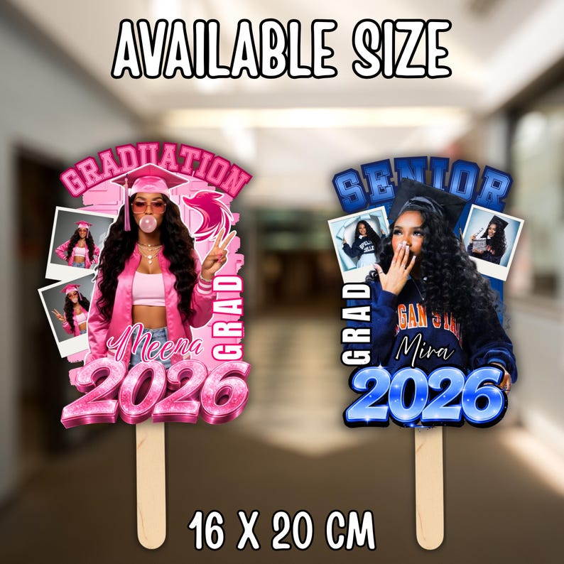 Grad Fan 2026 Canva Editable Template, Graduate Fans Senior, Graduation Sign, Class of 2026 Graduation Paddle, Graduation Fan, DIY Canva