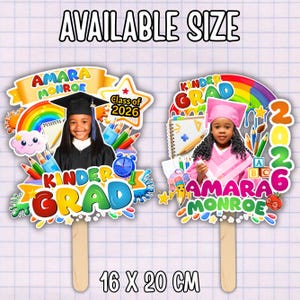 06x Pre-K & Kindergarten Graduation Fan Template Bundle, Playful Cap Keepsakes, Junior Graduate Milestone Suite, Young Grad, Canva Editable