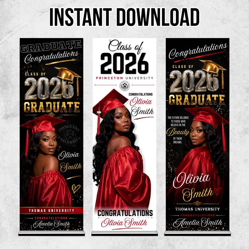 15X Graduation Banner Canva Editable Template Bundle, Custom Photo Grad Celebration, Class of 2026, Banner Design, Grad Parties, DIY Canva