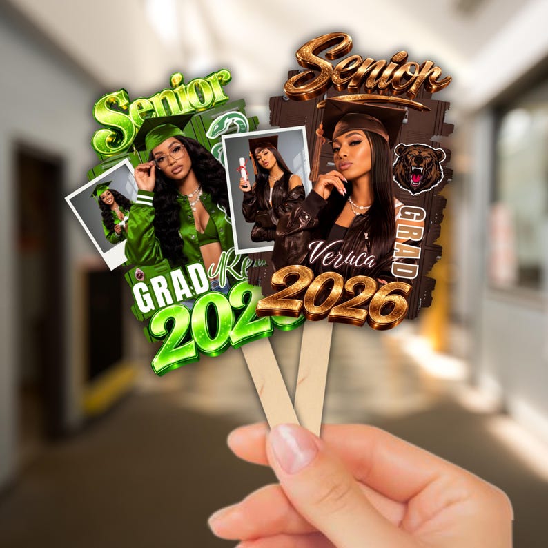 Grad Fan 2026 Canva Editable Template, Graduate Fans Senior, Graduation Sign, Class of 2026 Graduation Paddle, Graduation Fan, DIY Canva