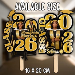 Black & Gold 2026 Graduation Fan Template, Printable Graduation Paddle Fan, Editable Grad Fan, Class of 2026, 2 Templates, Instant Download