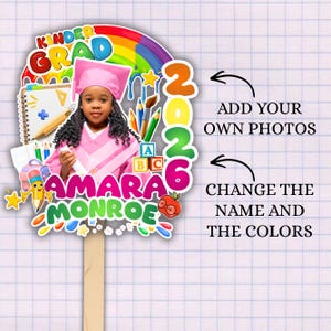 06x Pre-K & Kindergarten Graduation Fan Template Bundle, Playful Cap Keepsakes, Junior Graduate Milestone Suite, Young Grad, Canva Editable