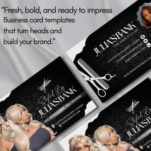 Modern Hair Stylist Business Card Template, Beauty Salon Card for Wig & Braid Stylists, Luxury Modern Hair Stylist Business Card, DIY Canva