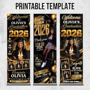 15X Graduation Banner Canva Editable Template Bundle, Custom Photo Grad Celebration, Class of 2026, Banner Design, Grad Parties, DIY Canva