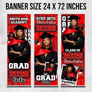 15X Graduation Banner Canva Editable Template Bundle, Custom Photo Grad Celebration, Class of 2026, Banner Design, Grad Parties, DIY Canva