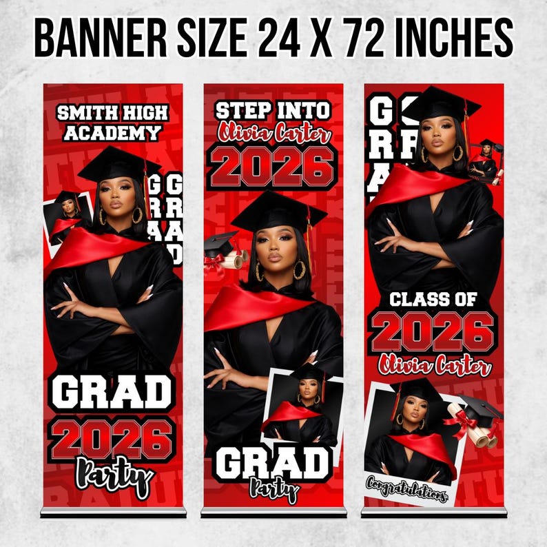 15X Graduation Banner Canva Editable Template Bundle, Custom Photo Grad Celebration, Class of 2026, Banner Design, Grad Parties, DIY Canva