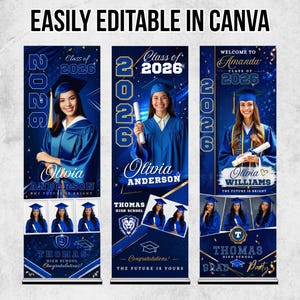 15X Graduation Banner Canva Editable Template Bundle, Custom Photo Grad Celebration, Class of 2026, Banner Design, Grad Parties, DIY Canva