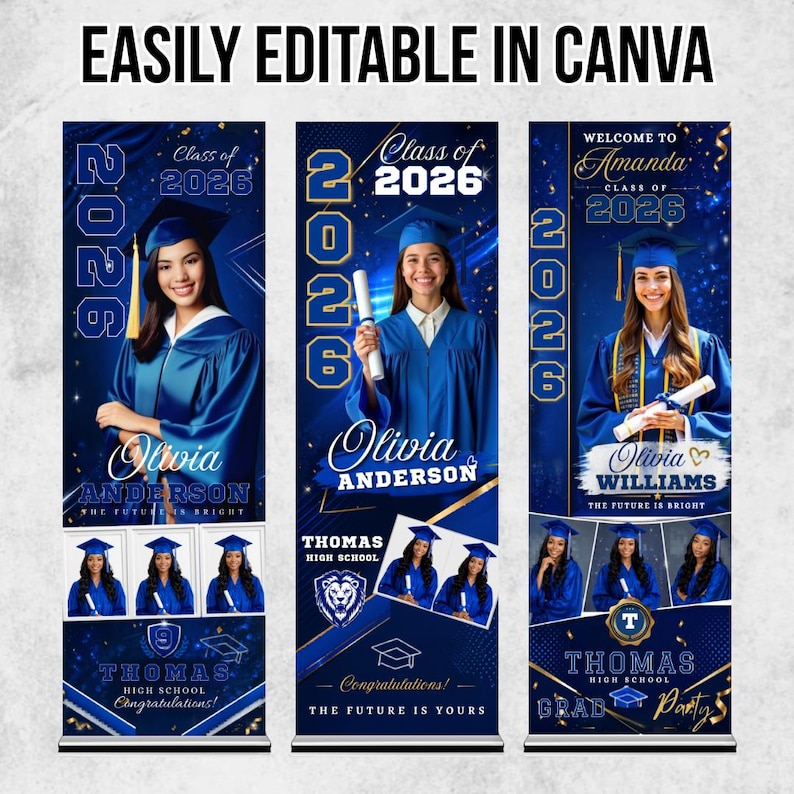 15X Graduation Banner Canva Editable Template Bundle, Custom Photo Grad Celebration, Class of 2026, Banner Design, Grad Parties, DIY Canva