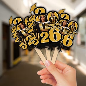Black & Gold 2026 Graduation Fan Template, Printable Graduation Paddle Fan, Editable Grad Fan, Class of 2026, 2 Templates, Instant Download