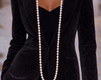 Collana lunga di perle da 124 cm, collana di perle da opera, gioielli d'epoca, filo di perle di Maiorca, collana da sposa, regalo di lusso per lei