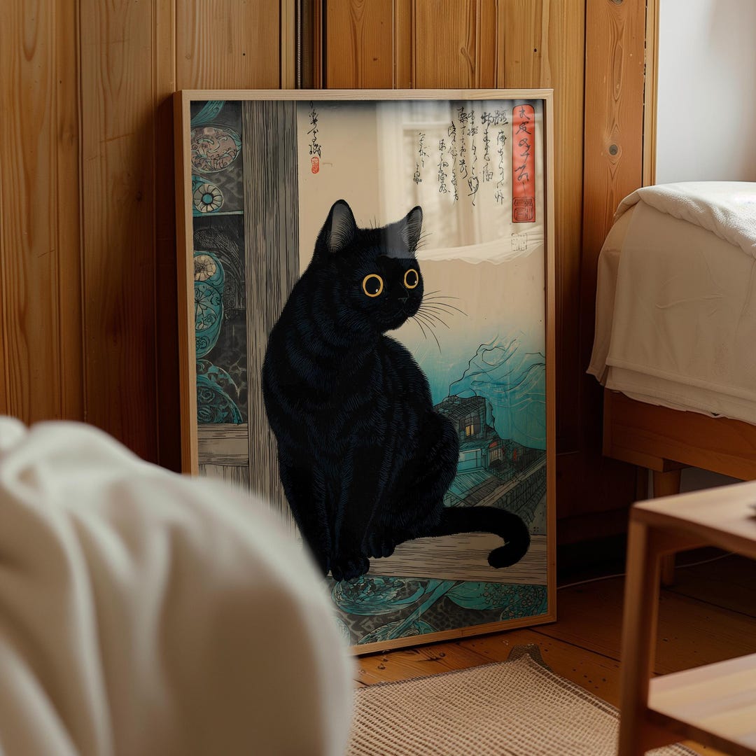 Japanese Cat Décor - Traditional Animal Art - Japan Travel Print ...