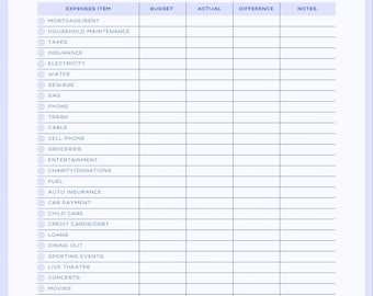 Excel-sjabloon voor maandelijkse budgetplanner | Spreadsheet inkomsten en uitgaven bijhouden | Digitale download persoonlijke financiën