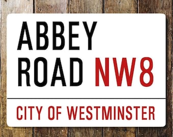 Abbey Road Street Sign – Retro London Metal Wall Art, Music Room Decor