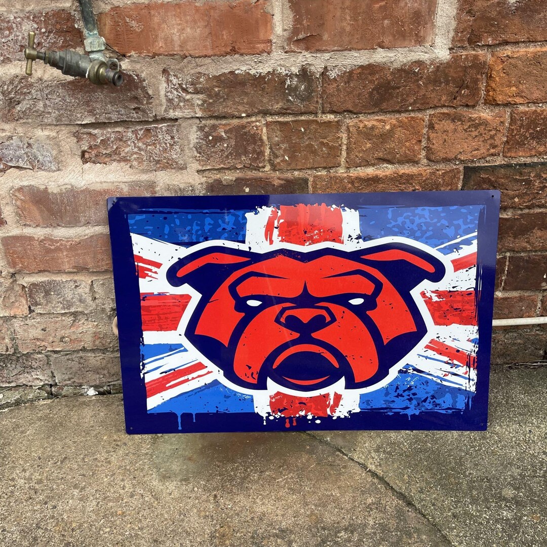 British Union Jack Flag Dog Vintage – Retro Metal Travel Wall Sign, UK ...