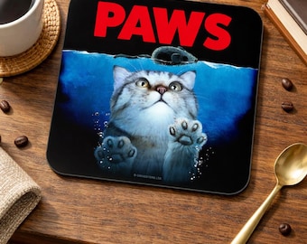 Horror Cats “Paws” Coaster – Funny Cat Parody Drink Mat