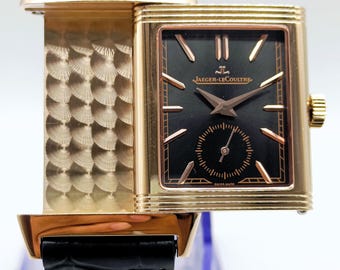 Reloj de pulsera vintage Jeager LeCoultre Reverso Sud Dial con esfera plateada y movimiento de cuarzo para hombre. Envío gratis.