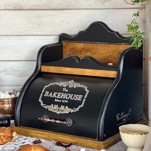 Premium massief elzenhouten brooddoos, keukenopberger natuurlijk hardhout, handgemaakte houten broodtrommel, vintage broodtrommel