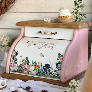 Vintage Pink Breadbox - Etsy