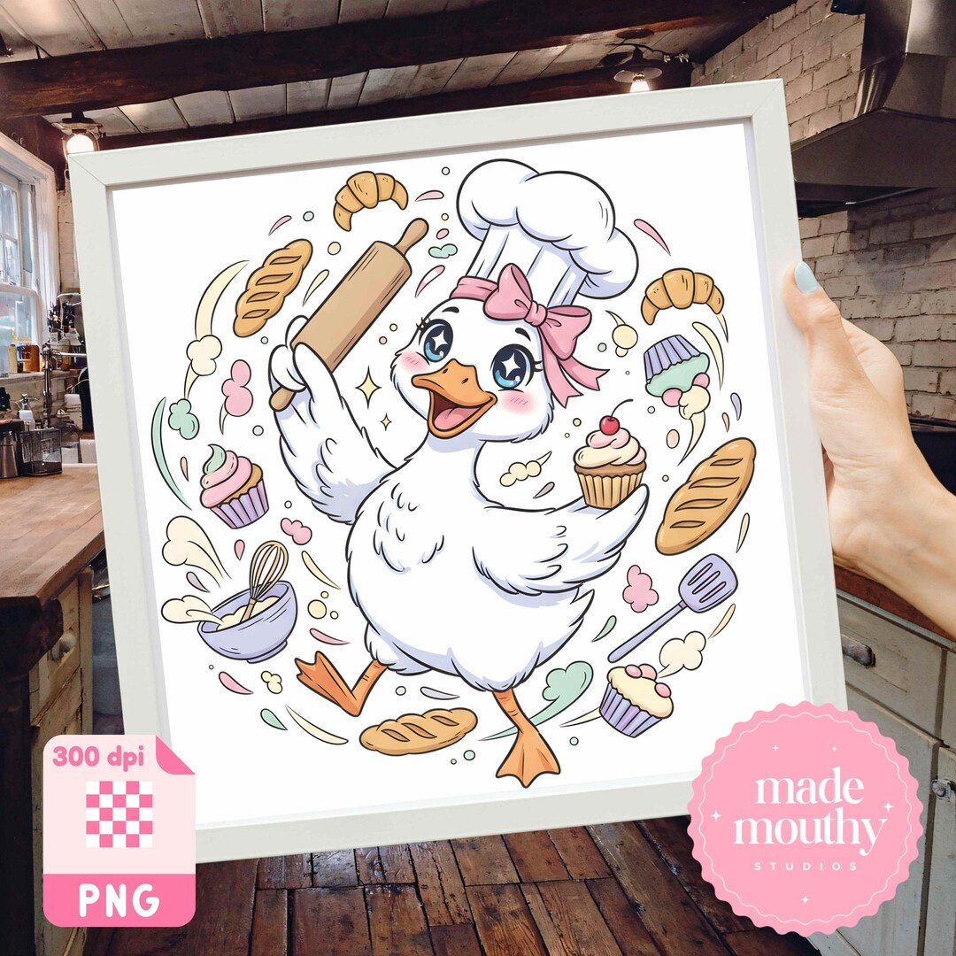 Chef Goose PNG: Funny Baking Art With Cupcake for Sublimation, Crafts ...