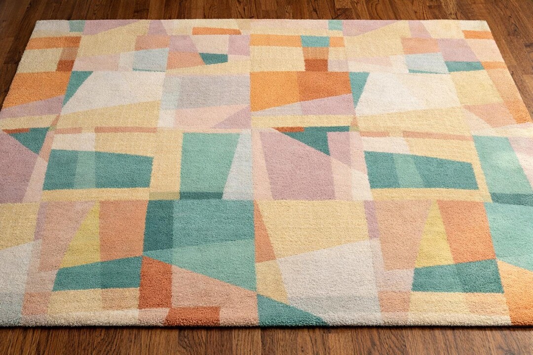 Pastel Rug Modern Pastel Geometric Area Rug – Modern Abstract Tufted Carpet for Living ...