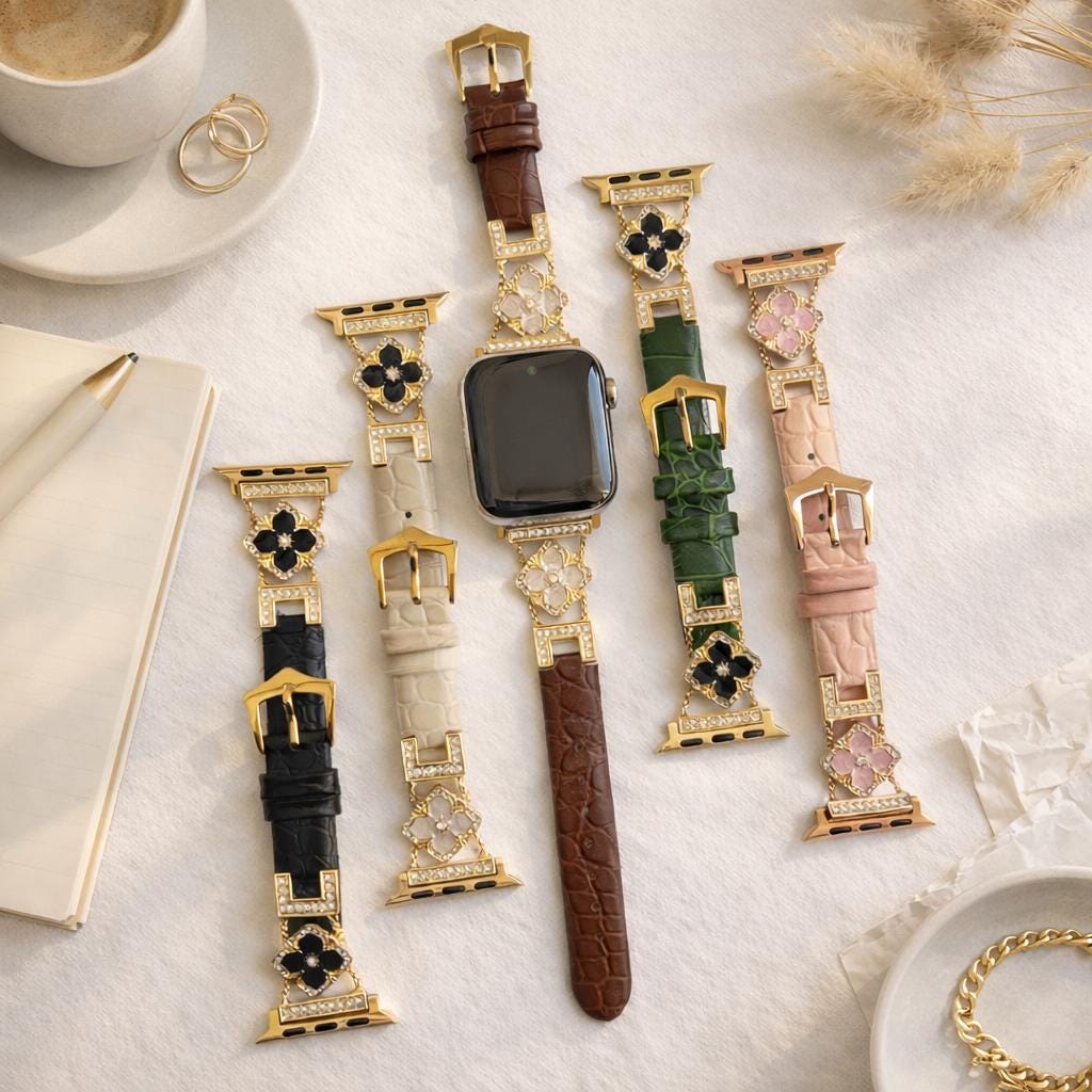 Fitbit Luxe Gold Leather Band - Etsy display picture 3