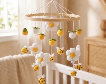 Mobile pour berceau, hochet en bois, décoration de chambre d'enfant