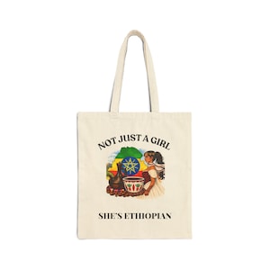Not Just a Girl She's Ethiopian tote bag | Ethiopian flag, cultural coffee ceremony design