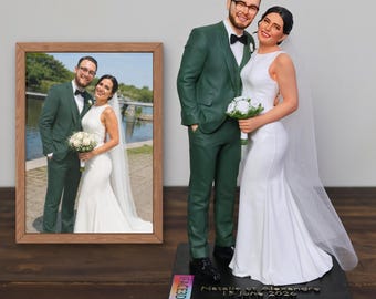 Statuetta 3D personalizzata, decorazione per torta nuziale, regalo per innamorati, statuine per matrimoni