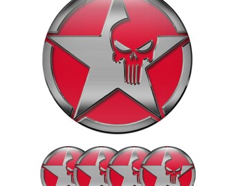 Calcomanías personalizadas para tapacubos centrales de ruedas: juego de 4 pegatinas 3D con forma de calavera para llantas de coche, emblemas de resina epoxi de El Castigador