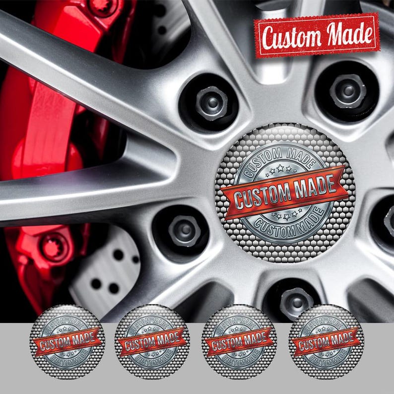 Custom Wheel Center Cap Decals (set of 4) – Personalized 3D Domed Epoxy ...