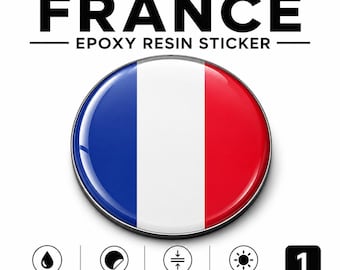 Adesivo 3D in resina bombata con bandiera francese / Adesivo impermeabile con bandiera francese / Emblema per auto, casco, laptop e coprimozzo