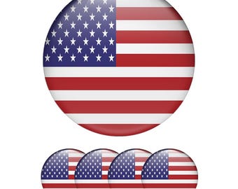 Juego de 4 pegatinas para tapas centrales de ruedas con la bandera de EE. UU. - Calcomanías 3D de resina epoxi con relieve / Emblemas de tapacubos con la bandera estadounidense para automóviles, camiones y motocicletas