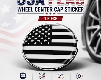 Adesivo 3D bombato con bandiera USA in bianco e nero – Emblema in resina di alta qualità con bandiera USA per auto, moto e caschi (1 pezzo)