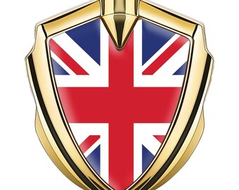 Emblema per auto con bandiera del Regno Unito – Scudo bombato 3D di alta qualità con cornice in metallo effetto cromato, decorazione Union Jack per auto, camion e motociclette