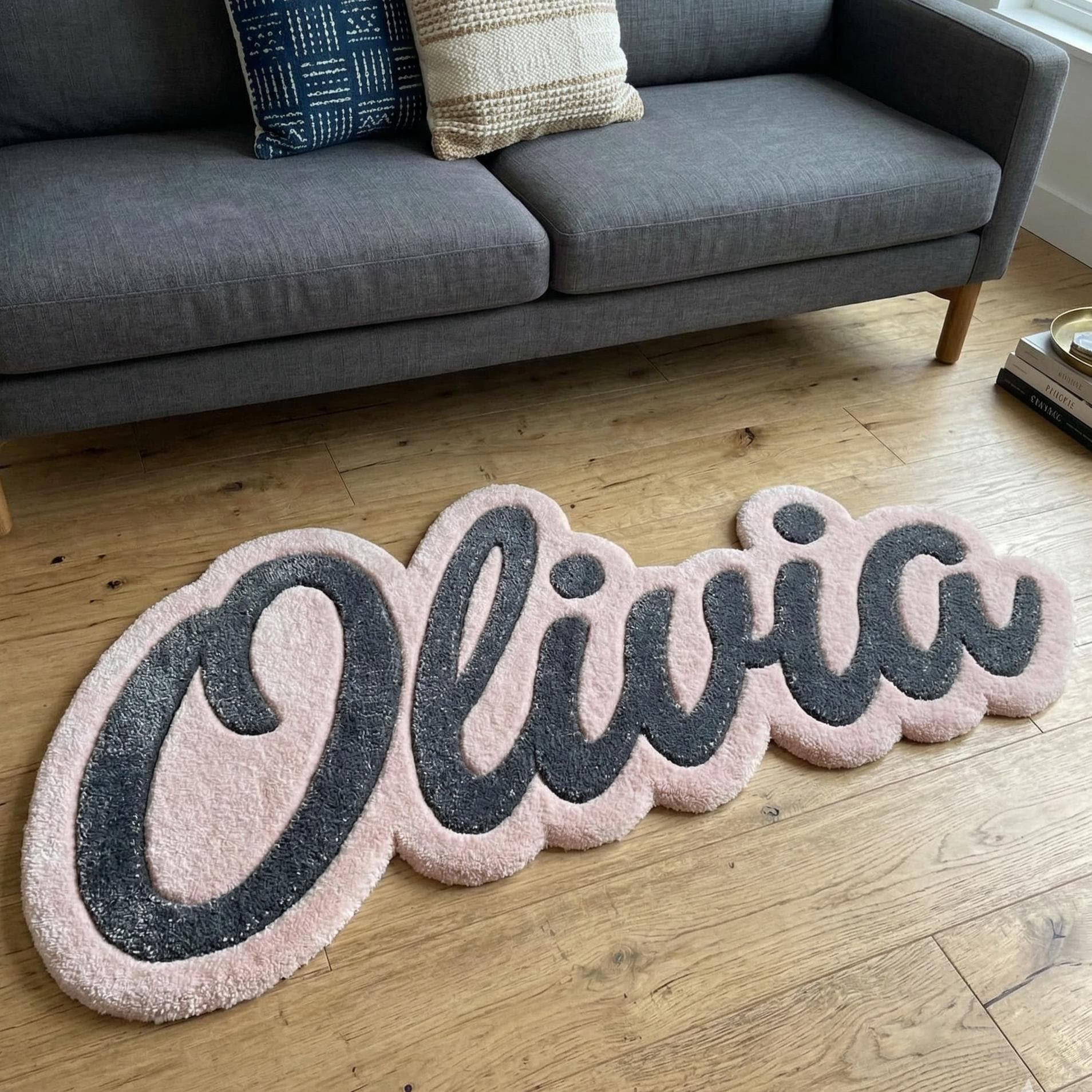 Custom Name Rug, Personalized Hand Tufted Wool Carpet, Modern Kids Room ...