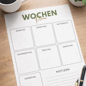 ウィークリープランナー A4 セージグリーン - ミニマリストウィークリープランナー / PDFダウンロード / 印刷およびデジタル使用用