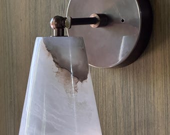 Natürliche Alabaster Leuchte | Handgefertigte Stein Beleuchtung | Luxus Messing Lampe | Moderne Alabaster Wandleuchte | Deckenleuchte | Designer Zuhause