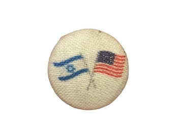Israeli and American flag fabric covered button magnetic pin
