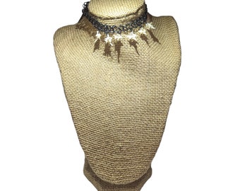 Rattlesnake vertebrae on tattoo choker necklace